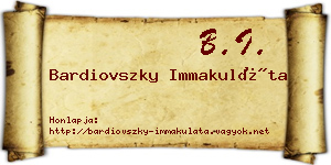 Bardiovszky Immakuláta névjegykártya